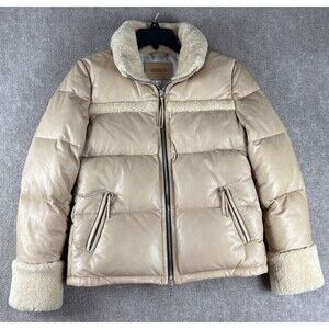 COACH Leather Horse And Carriage Down Jacket With Shearling Small Soft Feel